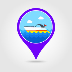 Ship Boat pin map icon. Summer. Vacation