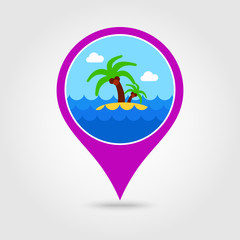 Island palm trees pin map icon. Summer. Vacation