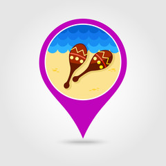 Maracas pin map icon. Summer. Vacation