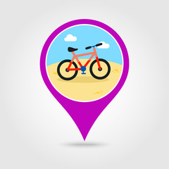 Fototapeta premium Bicycle pin map icon. Summer. Vacation