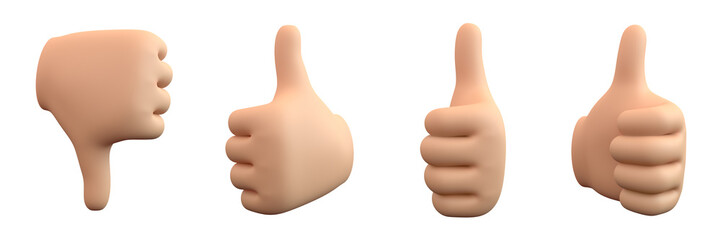 Handzeichen, Daumen hoch und runter, isoliert auf weiß