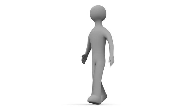 Animated character walks. Seamless loop. Alpha channel.