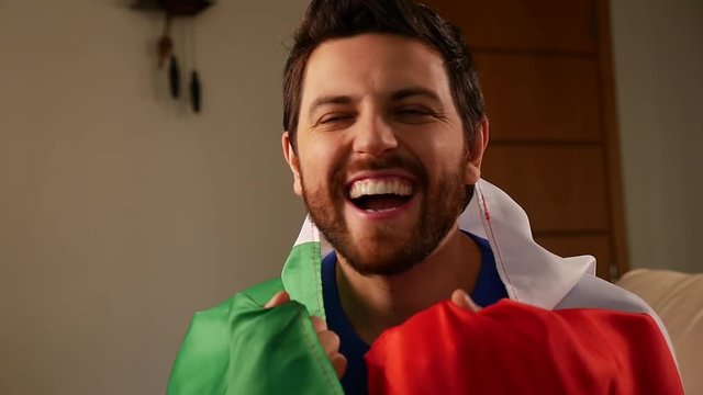 Italian Fan Celebrating in Slow Motion