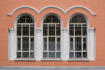 Three arch white windows