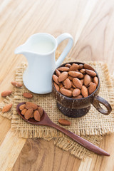 Almond milk with almond