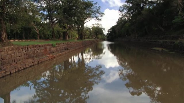 View to the ancient pond in Sigiriya rock fortress in Sri Lanka.