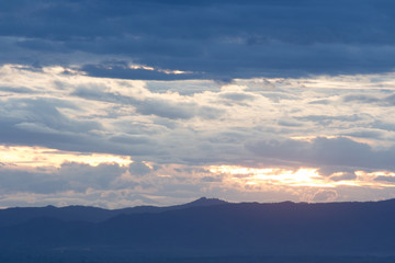 color of dramatic sky with cloud at sunset