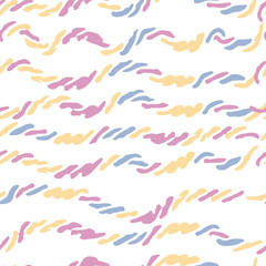 Seamless hand drawn wave pattern in retro style, memphis. Can be used for fabric design, paper print and website backdrop, sportswear. EPS10