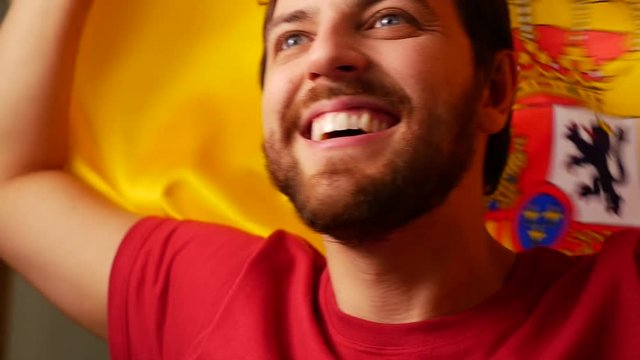 Spanish Fan Celebrating in Slow Motion