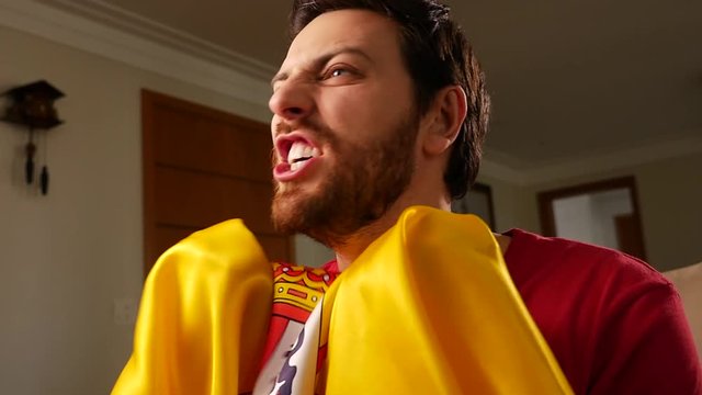 Spanish Fan Celebrating in Slow Motion
