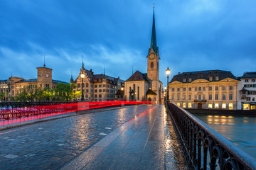 Fototapeta na wymiar Zurich skyline in Switzerland. Image of Zurich during dramatic t