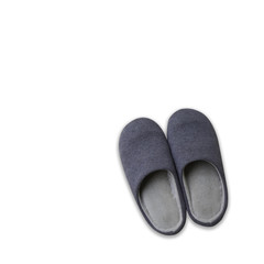 Gray house slippers isolated on white background