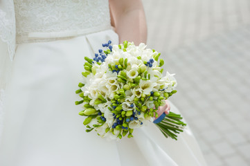 Big wedding bouquet before ceremony. 