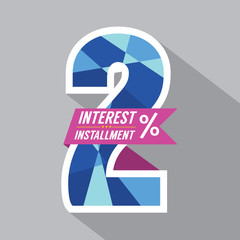 Two Percent Interest Installment Vector Illustration.