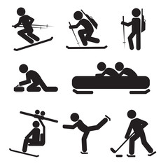 Fototapeta premium Winter Sport Icon Set Vector Illustration.