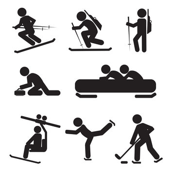 Winter Sport Icon Set Vector Illustration.