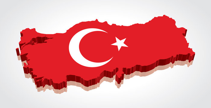 3D vector Flag Map of Turkey