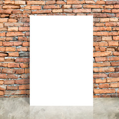 blank poster in room with wall and wooden floor. Mock up