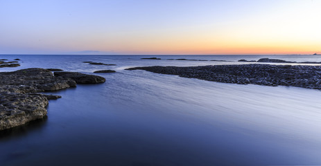 Rocks on the coast of the Caspian Sea near Baku.Azerbaijan