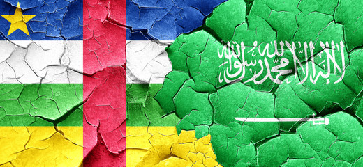 Central african republic flag with Saudi Arabia flag on a grunge