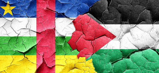 Central african republic flag with Palestine flag on a grunge cr