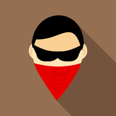 Spy in mask icon, flat style