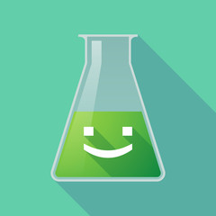 Long shadow chemical test tube with a smile text face