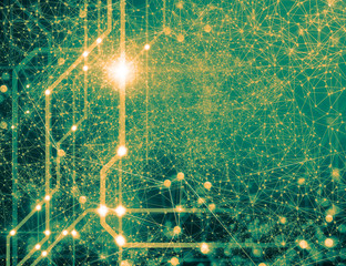 data deep learning hologram ai technology robotic, molecule of chemical, atom cell science,...