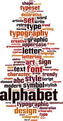 Obraz premium Alphabet word cloud concept. Vector illustration