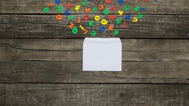 Animation incoming letter on the background of an old board