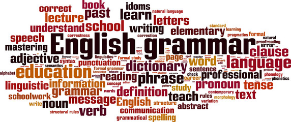 English grammar word cloud concept. Vector illustration
