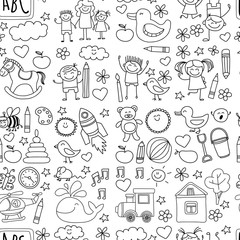 Doodle vector kindergarten elements
