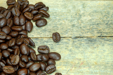 Coffee bean on wooden background
