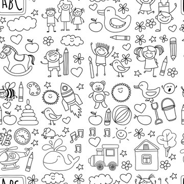 Doodle vector kindergarten elements