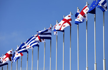 Flags of Georgia, Adjara and European Union
