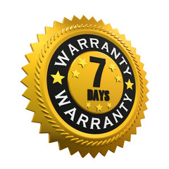 7 Days Warranty Sign. 3D rendering