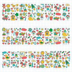 Doodle vector kindergarten elements