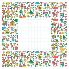 Doodle vector kindergarten elements