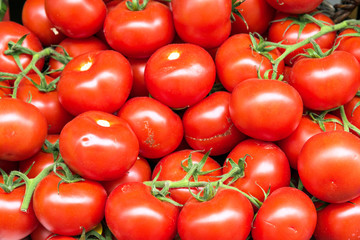 Fresh tomatoes for sale seen at a market