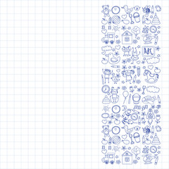 Doodle vector kindergarten elements
