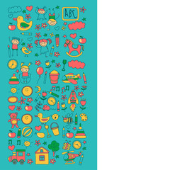 Doodle vector kindergarten elements