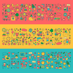 Doodle vector kindergarten elements