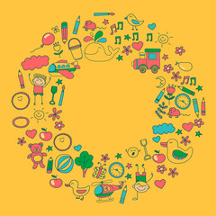 Obraz premium Doodle vector kindergarten elements