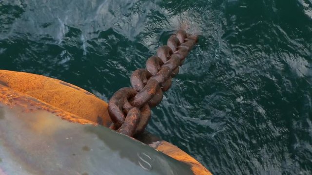 Heaving up of anchor chain.