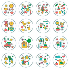 Doodle vector kindergarten elements