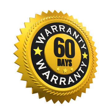 60 Days Warranty Sign. 3D rendering