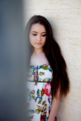 Fototapeta premium Spanish brunette girl with long hair