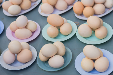 Eggs on wooden background
