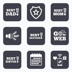 Best mom and dad, brother, sister icons.