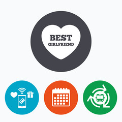 Best girlfriend sign icon. Heart love symbol.